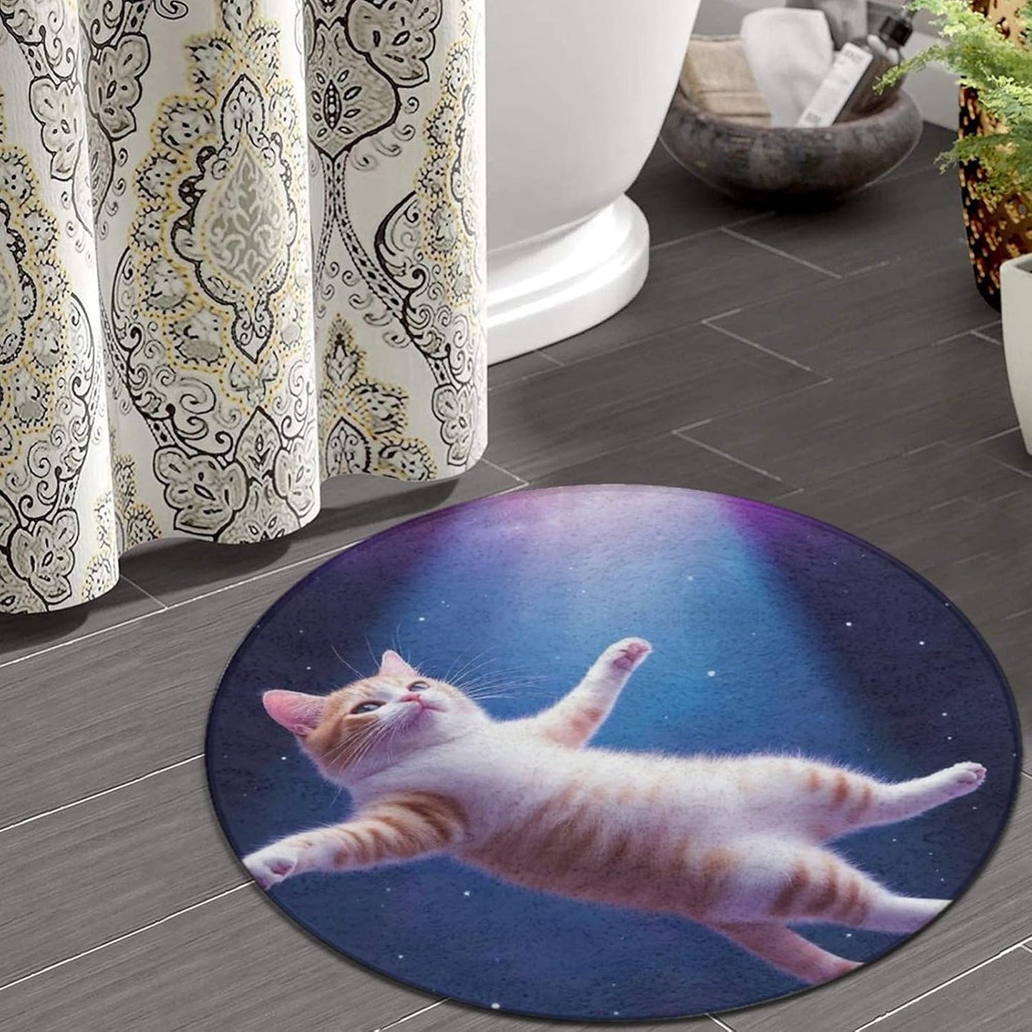 Large Home Decor Mat, Soft Round Yoga Carpet, Non Slip Machine Washable Home Office Circle Rug Gothic Witchy Sun Moon Mushroom Moth