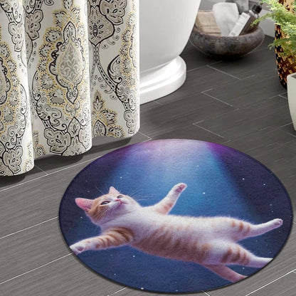 Large Home Decor Mat, Soft Round Yoga Carpet, Non Slip Machine Washable Home Office Circle Rug Gothic Witchy Sun Moon Mushroom Moth