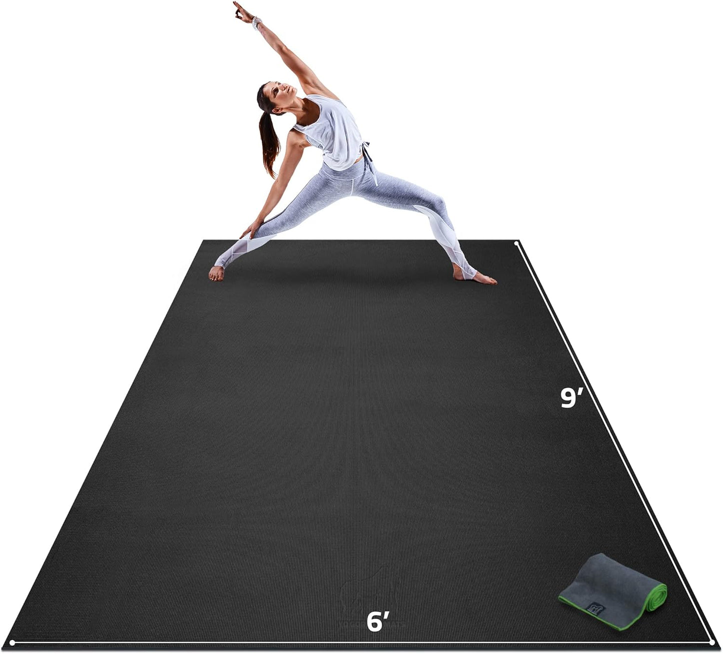 Gorilla Mats Extra Large Yoga Mat – 9'x6', 12'x6', 15'x6' (8mm) Extra Thick Wide Non-Slip Exercise Mat for Home Gym Flooring – Ultra Comfortable Workout Floor Mat for Barefoot Fitness & Stretching