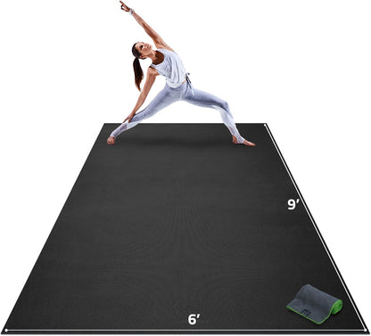 Gorilla Mats Extra Large Yoga Mat – 9'x6', 12'x6', 15'x6' (8mm) Extra Thick Wide Non-Slip Exercise Mat for Home Gym Flooring – Ultra Comfortable Workout Floor Mat for Barefoot Fitness & Stretching