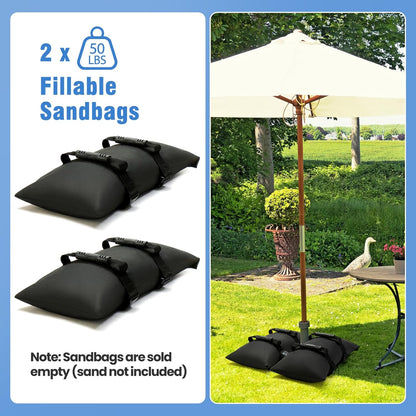 Sand Bags for Weight, 4-Pack 50LBS Heavy-Duty Fillable Sandbags for Weight to Hold Down Umbrella Base, Patio & Cantilever Umbrella Stands, Outdoor Furniture(Without Sand)(4, Medium)