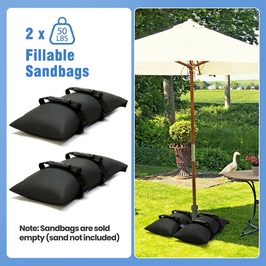 Sand Bags for Weight, 4-Pack 50LBS Heavy-Duty Fillable Sandbags for Weight to Hold Down Umbrella Base, Patio & Cantilever Umbrella Stands, Outdoor Furniture(Without Sand)(4, Medium)
