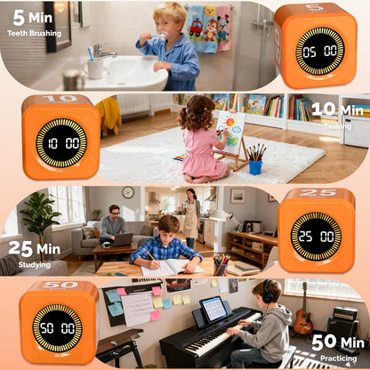 KADAMS Pomodoro Cube Timer Productivity Visual Timer - 5/10/25/50 Min Rotating Countdown (1, Green)