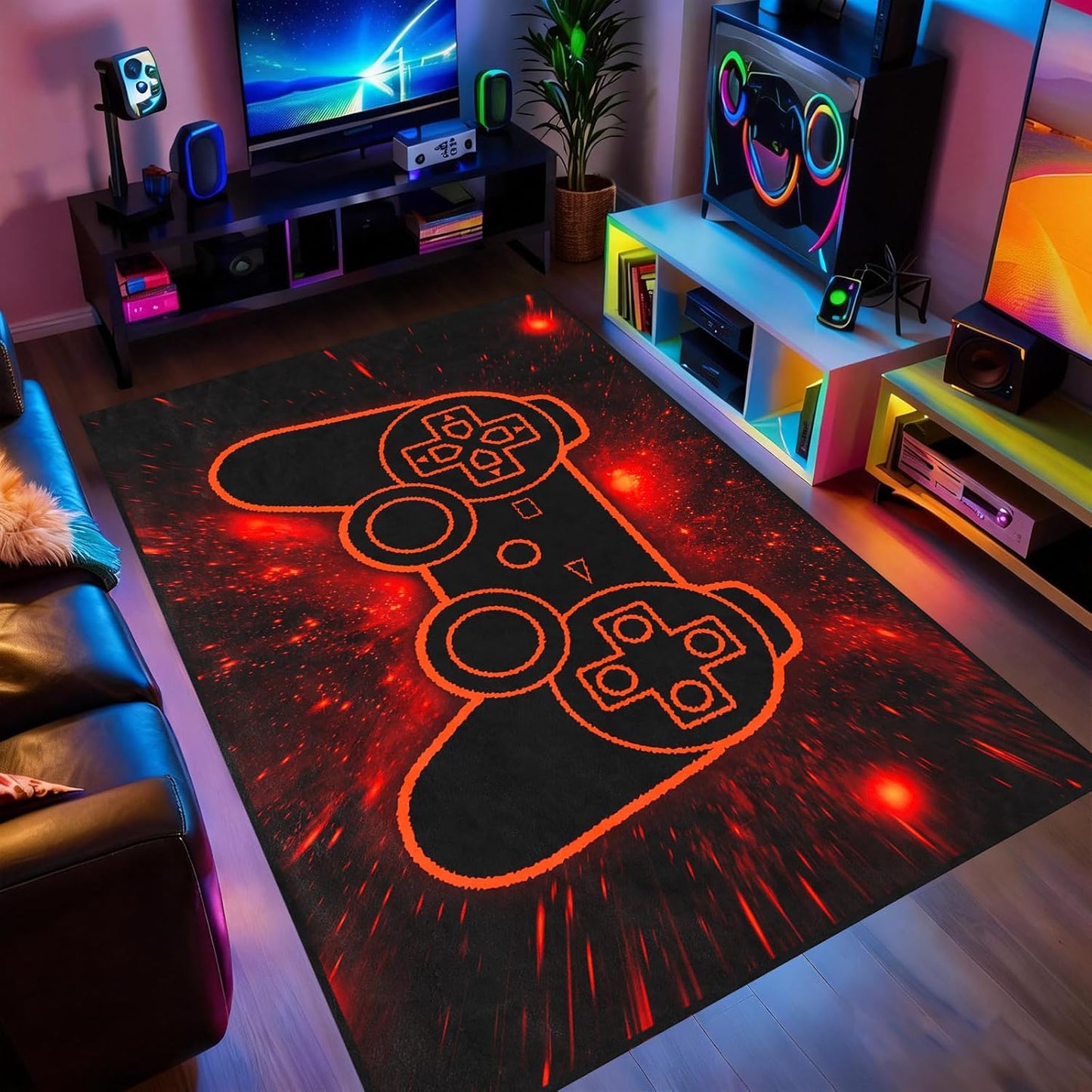 Game Controller Rugs for Bedroom Boys Living Room Gamer Gamepad Red Carpets Floor Mat Player Indoor Mats Gaming Art Design Home Decor Crystal Doormat Yoga Mats 3'x5'