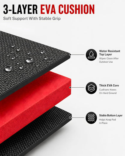 Foldable EVA Utility Mat with Handle, Heavy Duty Mechanic Mat for Kneeling, Workouts, Garages, Gardening, Camping, Picnics, Outdoor Adventures and Home Gyms, Red
