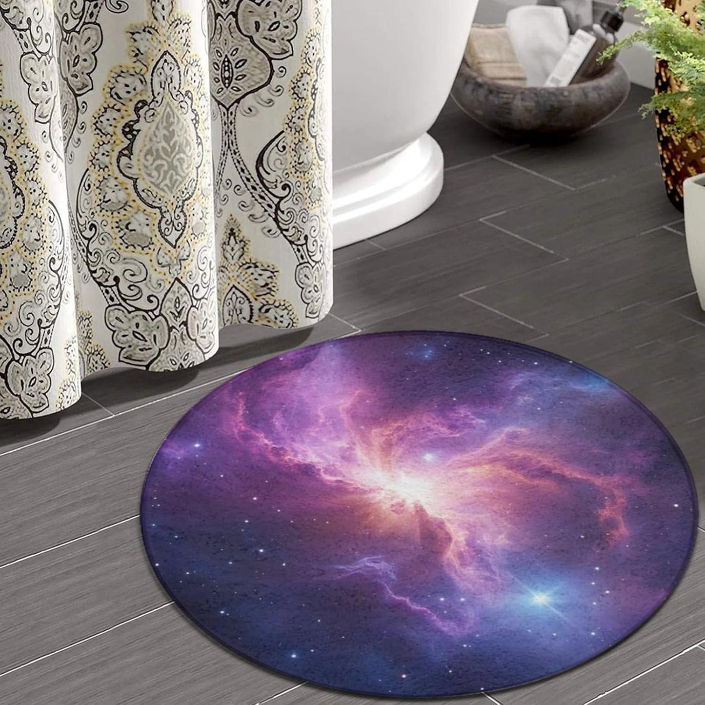 Soft Round Yoga Carpet, Office Chair Decor Round Mat for Carpet and Hardwood Floors Purple Butterfly