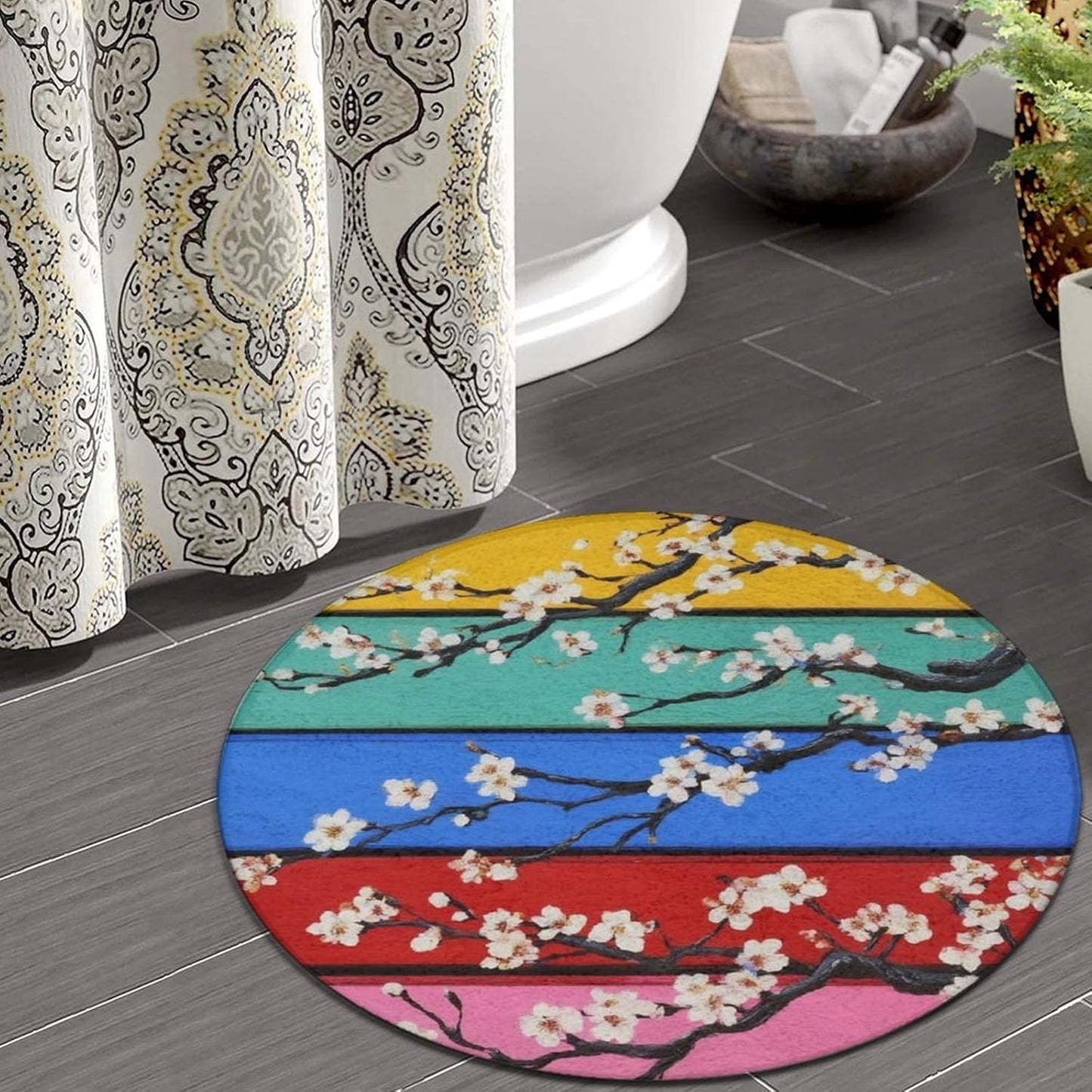 Room Sofa Yoga Soft Round Carpet, Home Decor Non Slip Kitchen Office Circle Rug, Machine Washable Modern Round Area Rug Beach Turtles, 60inch