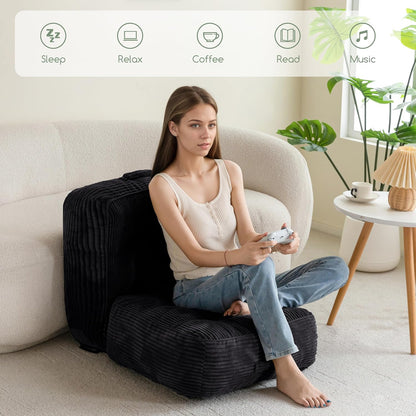 HIGOGOGO Floor Pillow Cushion for Adults, Meditation Cushion Pillow, Large Square Floor Sitting, Tufted Corduroy Cover, for Tatami Living Room or Yoga, 22x22 Inch, Dark Grey