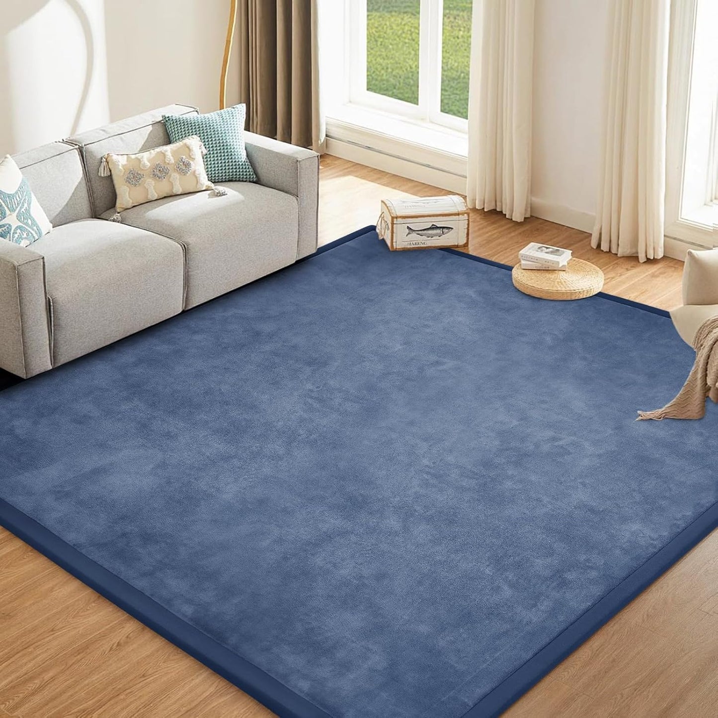Baby Play Mat for Floor Nursery Rug Muscle Mat Area Rug Playroom Rug 79"x110" Playpen Mat Memory Foam 1.3" Thick Crawling Mat For Babies,Toddlers, Infants, Kids,Grey