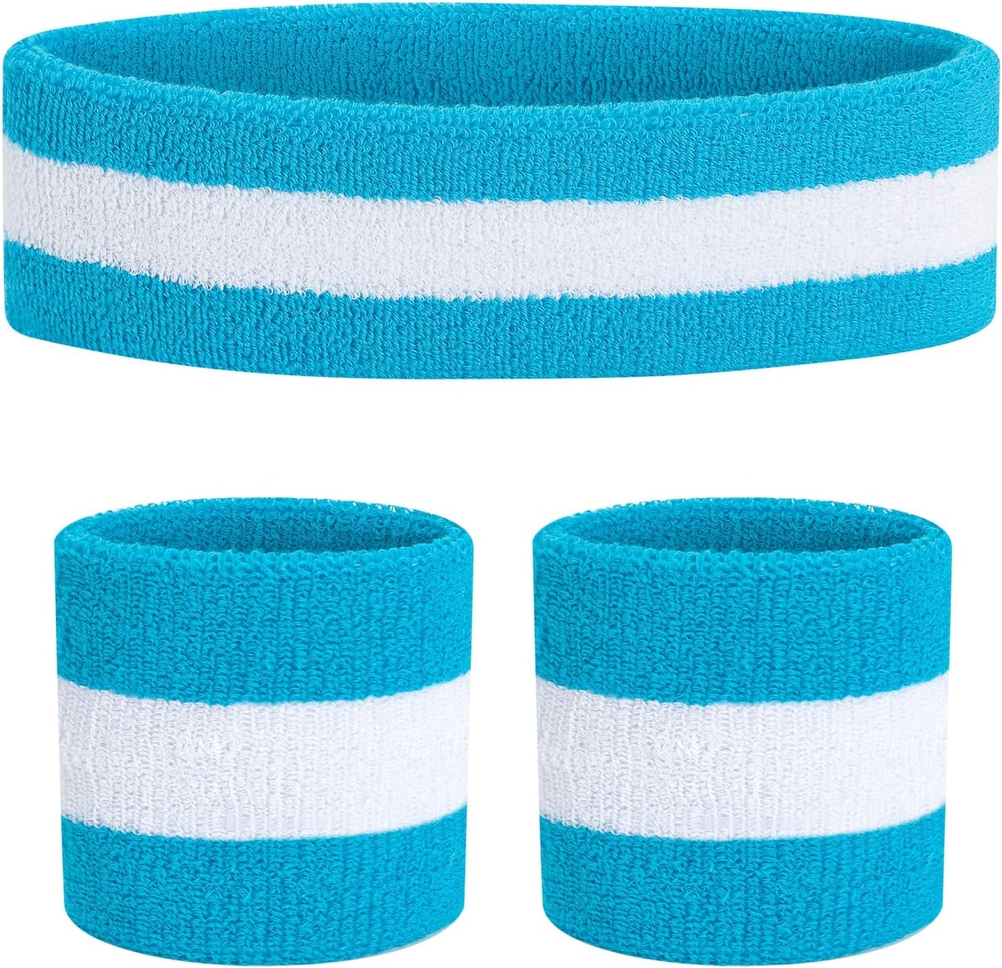 ONUPGO Sweatband Set Sports Headband Wristband Set Sweatbands Terry Cloth Wristband Wrist Sweatband Headbands Moisture Wicking Sweat Absorbing Head Band