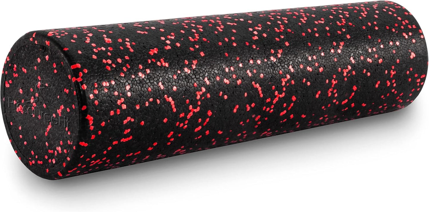 ProsourceFit High Density Foam Rollers 12 - inches long, Firm Full Body Athletic Massage Tool for Back Stretching, Yoga, Pilates, Post Workout Muscle Recuperation, Black