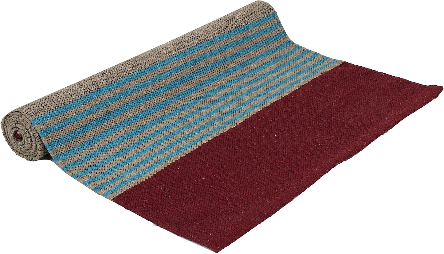 KD Yoga Rug Mat Convert Plastic Yoga Mat to Eco Friendly 100% Cotton Gripping with Corner Pocket