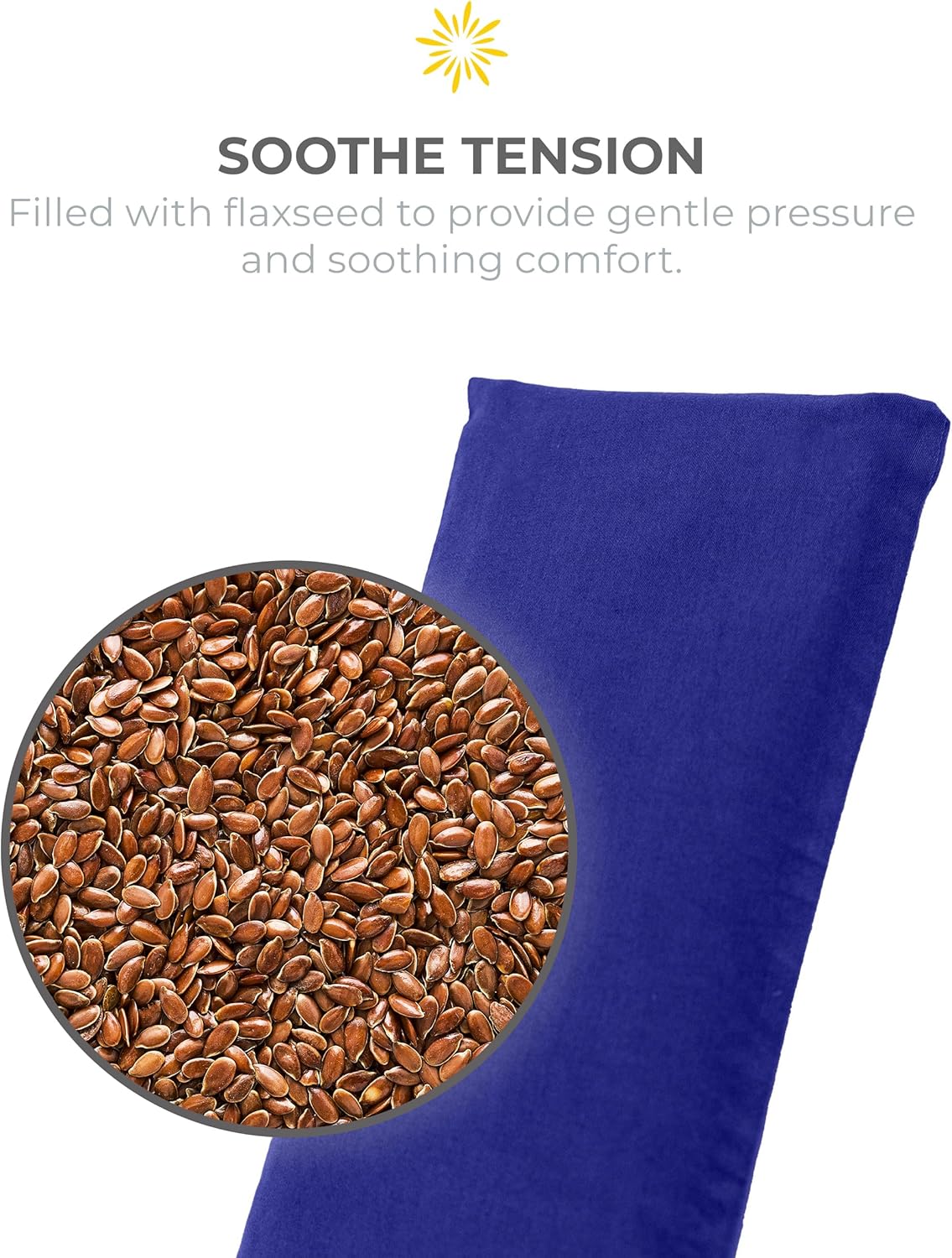 4-Pack Unscented Sateen Eye Pillows, Low-Luster, 9’’ x 4’’ Flaxseed Weighted Eye Mask for Sleeping, Hot or Cold Therapy for Relaxation, Migraine, and Headache, Blue