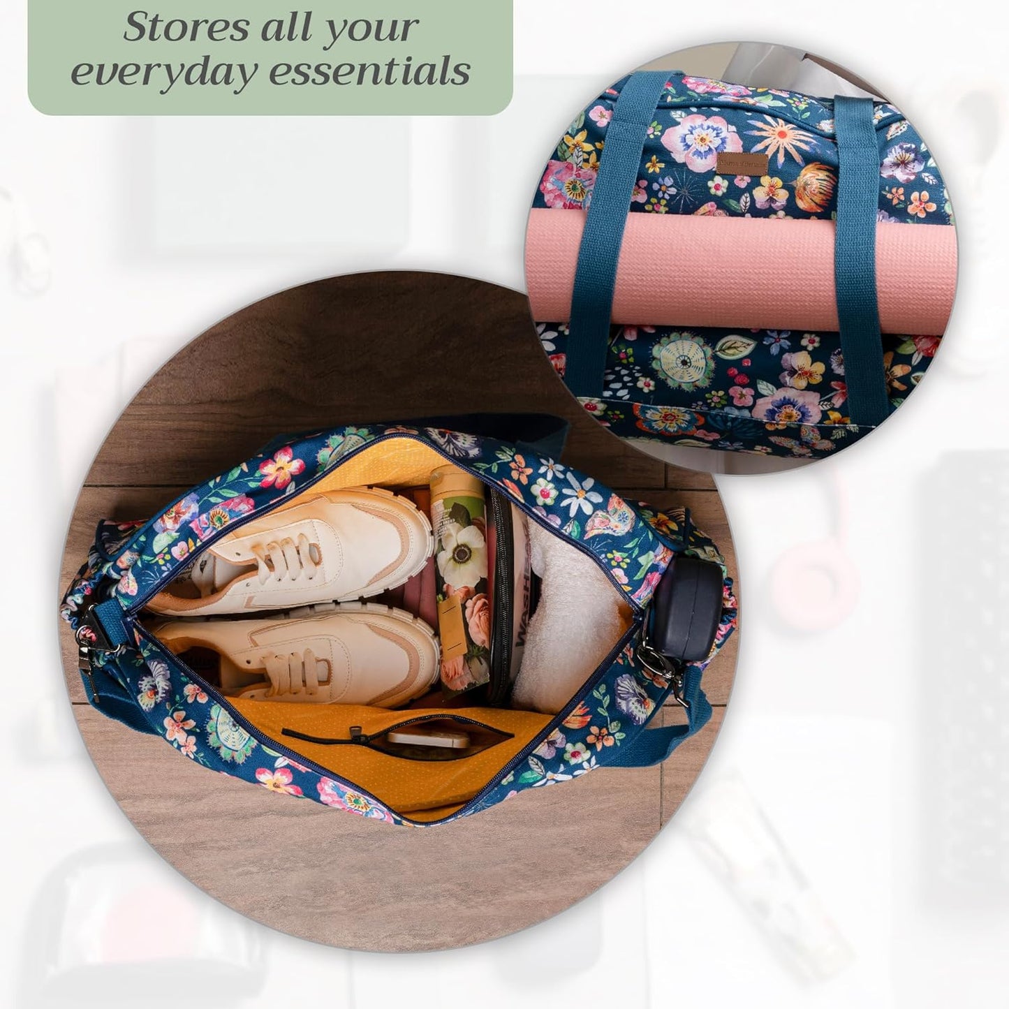 Maison d' Hermine Yoga Mat bag, Cylindrical bag for Woman&Men, yoga mat Bag &Adjustable shoulder straps Yoga Mat Carrier Bag with Drawstring Water Bottle Pocket and zipper pocket Easter Gifts