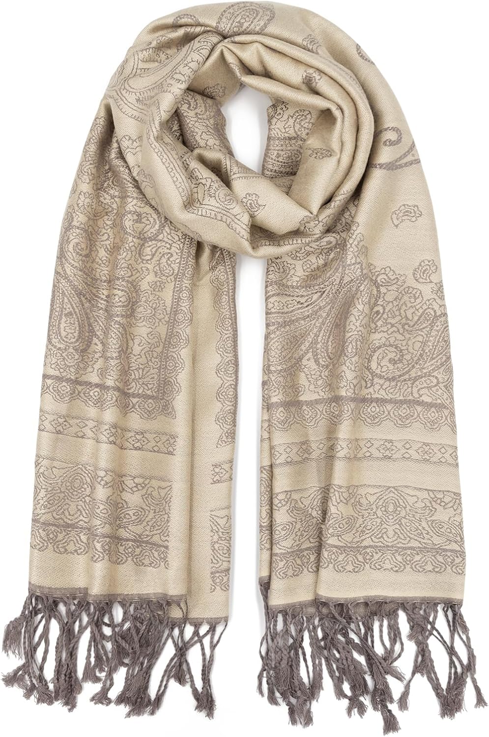 Ciormis Two Tone Silky Paisley Pashmina Shawl Scarf,Soft Women's Rave Jacquard Pashminas Wrap Scarves