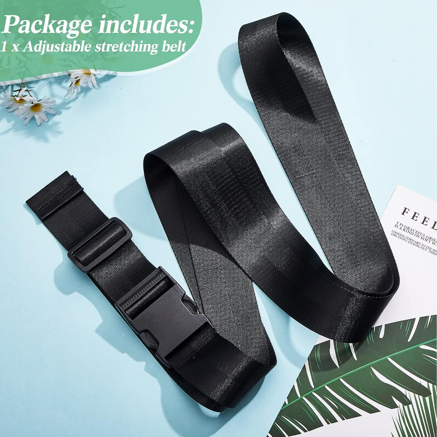 Extremity Mobilization Belt Manual Traction Mobility Strap Adjustable Fun Gait Belts for Stretching Yoga Leg Shoulder Exercise (Black)