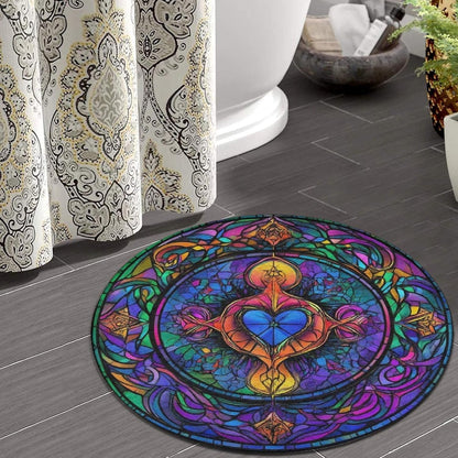 Home Decor Non Slip Kitchen Office Circle Rug, Machine Washable Modern Round Area Rug, Room Sofa Yoga Soft Round Carpet Purple Galaxy Trippy Space Astronaut Art, 36inch