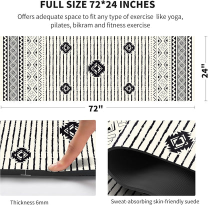 nuveti Yoga Mat Print Extra Thick TPE Non Slip Fitness Exercise Mat with Carrying Bag,72"x24" Extra Thick 6MM Exercise & Workout Mat for Yoga, Pilates Fitness and Floor Exercises - Colors A