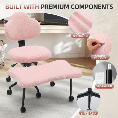 Ergonomic Cross Legged Chair, 360° Swivel Meditation Chair with Wheels, Height Adjustable Seat for Meditation, ADHD & Yoga, PU Leather Yoga Stool for Home Office, Black