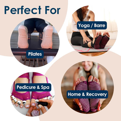 Tucketts Allegro Toeless Pilates Socks with Grips for Women, Non-Slip Open-Toe Grip Socks, Yoga, Barre, Dance, Reformer, Home