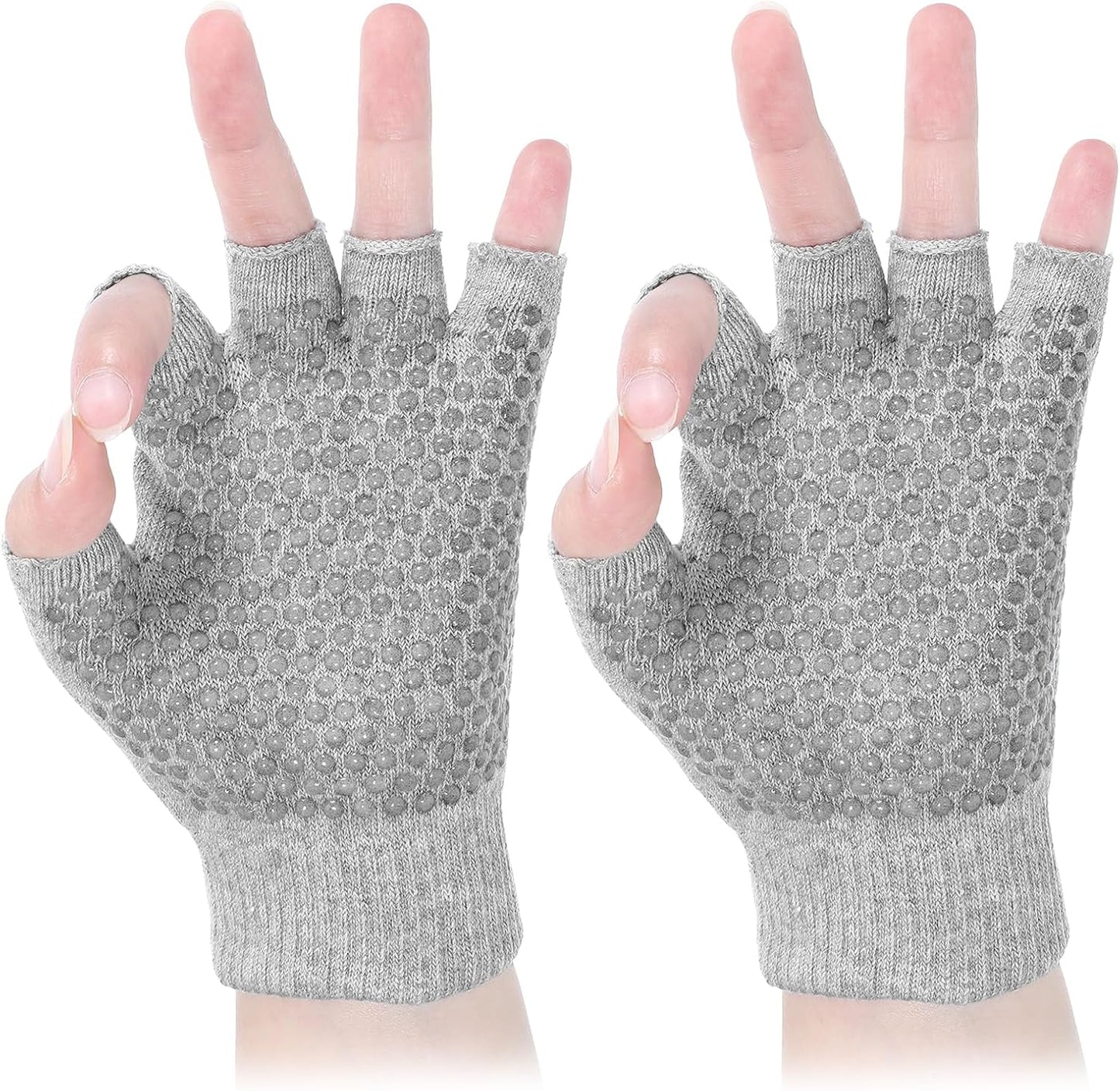 1 Pair of Pilates Gloves with Grips for Women, Yoga Gloves with Grips for Women, Fingerless Workout Glove for Pilates Yoga Exercise