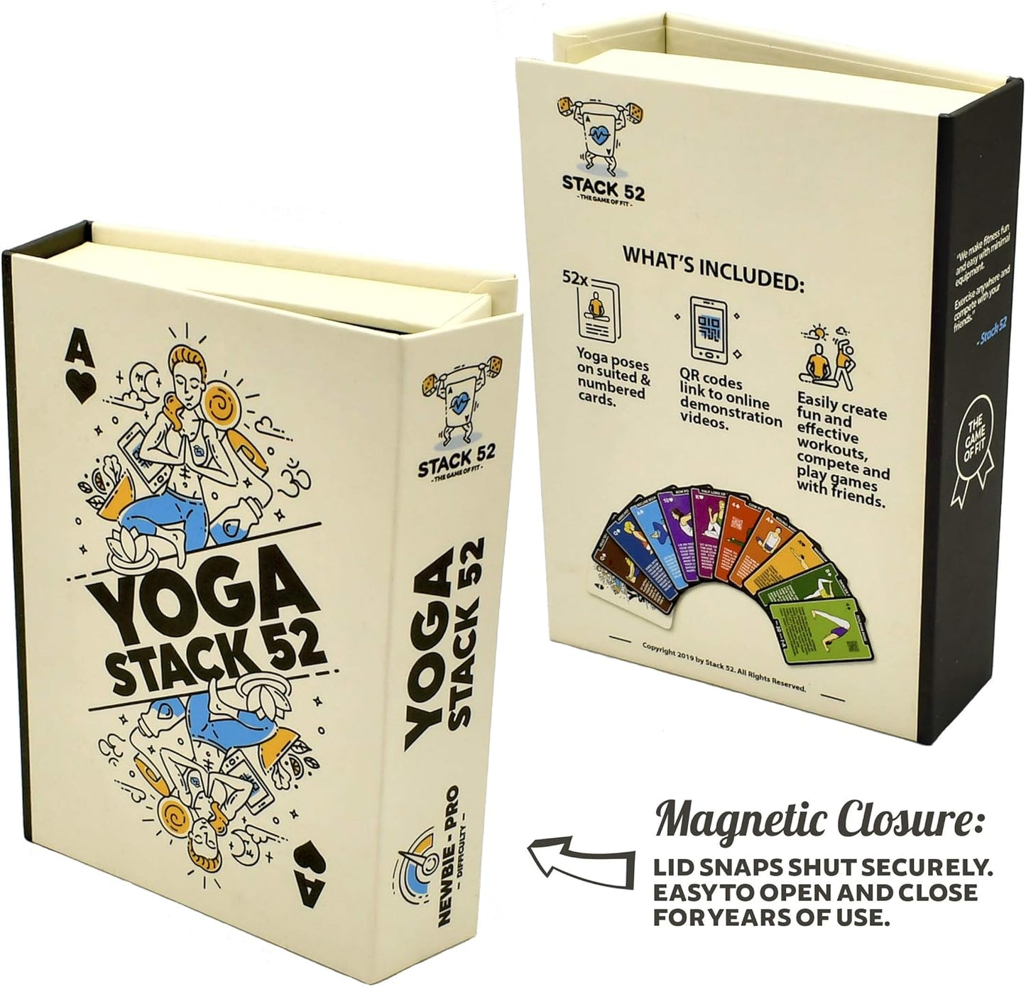 Stack 52 Yoga Exercise Cards: Designed by Certified Yoga Instructor. Video Instructions Included. Beginner to Advanced Poses and Asana Workout Games. Improve Fitness and Flexibility. (Base Deck)