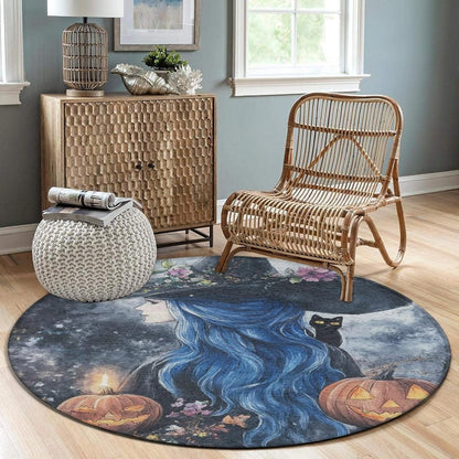 Home Decor Non Slip Kitchen Office Circle Rug, Machine Washable Modern Round Area Rug, Room Sofa Yoga Soft Round Carpet Purple Galaxy Trippy Space Astronaut Art, 36inch