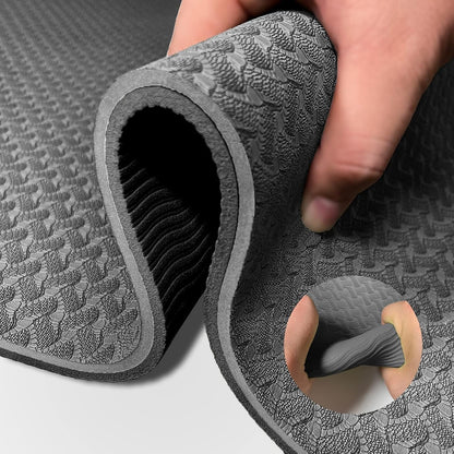 Yoga Mat 1/3" (8mm) Thick Non-Slip, Women Men Fitness & Exercise Mat, 72"Lx24"W Eco-Friendly TPE Workout Mat with Carrying Strap for Yoga, Pilates, Home Gym, Floor Exercises