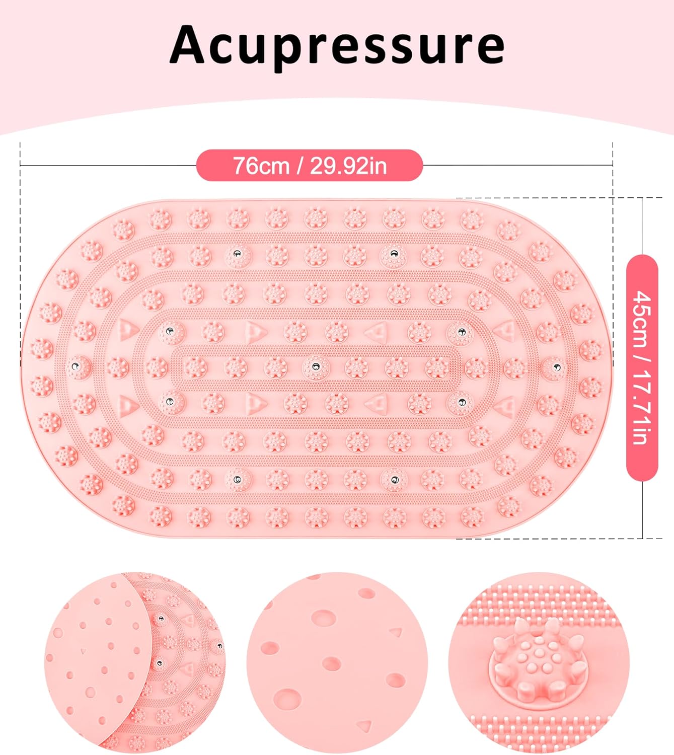 Acupressure Foot Massage Mat - Portable Foldable Foot Massager Mat for Bathroom, Yoga, Outdoor Games, Office Standing Desk Pad, Relieve Foot Pain, Anti-Slip, 30 x 18 inch (Grey)