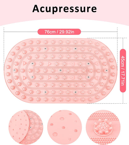 Acupressure Foot Massage Mat - Portable Foldable Foot Massager Mat for Bathroom, Yoga, Outdoor Games, Office Standing Desk Pad, Relieve Foot Pain, Anti-Slip, 30 x 18 inch (Grey)