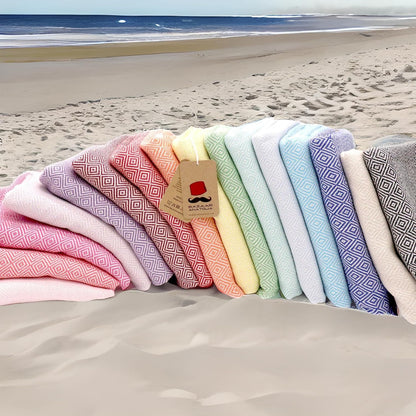 Bazaar Anatolia Turkish Beach Towel – 100% Cotton, Quick Dry, Lightweight and Sand Free – Perfect for Bathroom, Travel, Yoga, Camping, Oversized 71x39 inches - Diamond Black - Colors A
