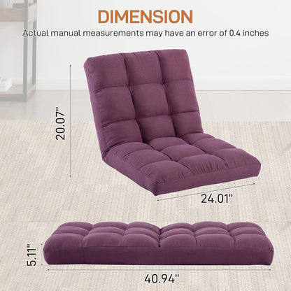 Floor Chair with Back Support Folding Chair with 6 Adjustable Position, Padded Sleeper Bed, Floor Gaming Chair, Meditation Chair for Adults