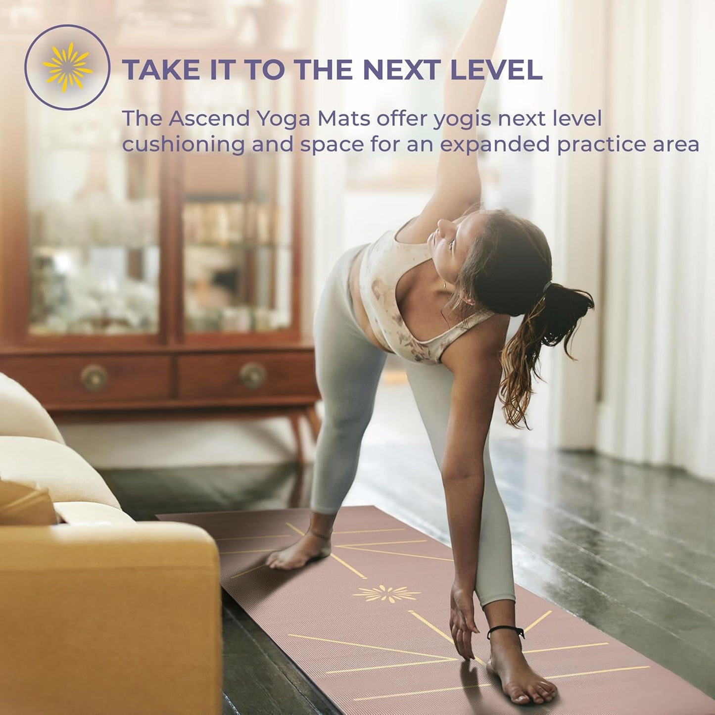 Ascend Yoga Mat - Premium 6mm Thick, 72" x 24", Solid or Reversible Print, Non Slip, Tear Resistant, Workout Mats for Pilates, Home, Studio, Fitness, Gym, Training, Floor Stretching
