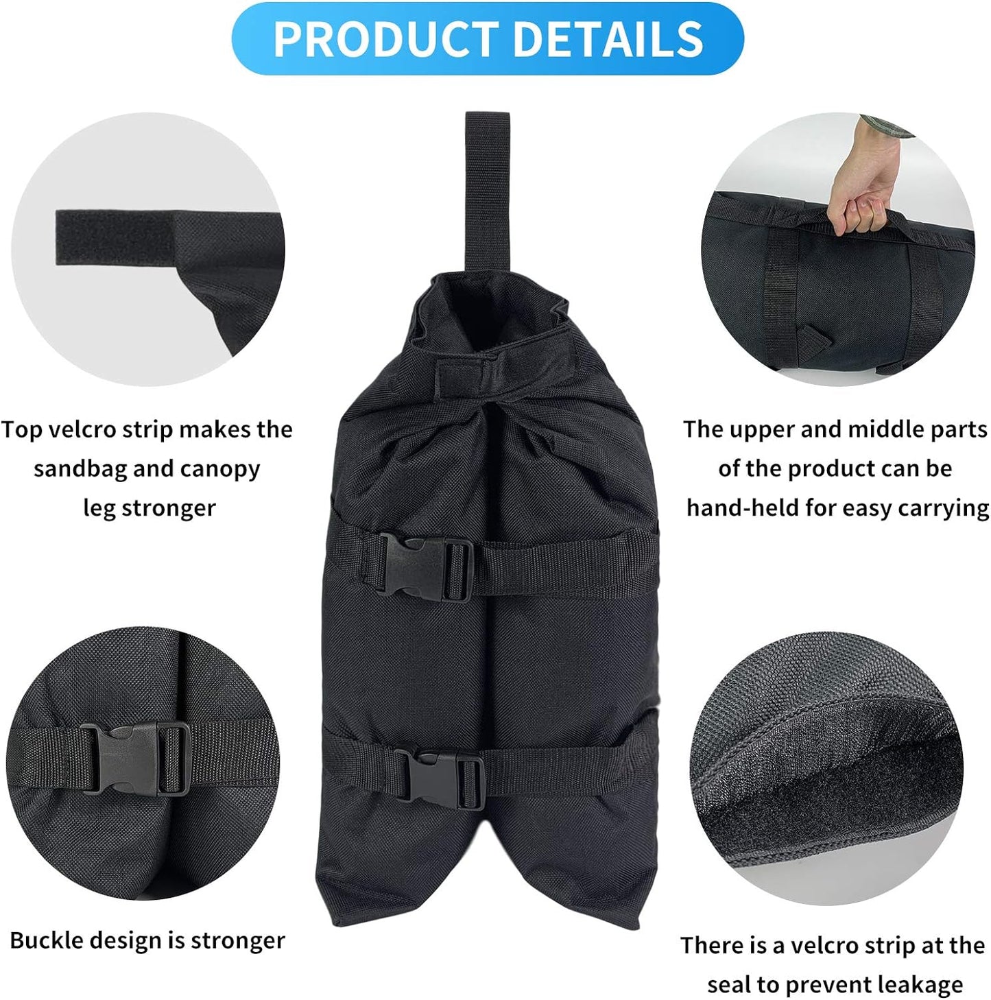 Sand Weight Bags(140lbs) for Pop up Tent,1680D Heavy Duty Weights Sand Bags for Outdoor,Set of 4