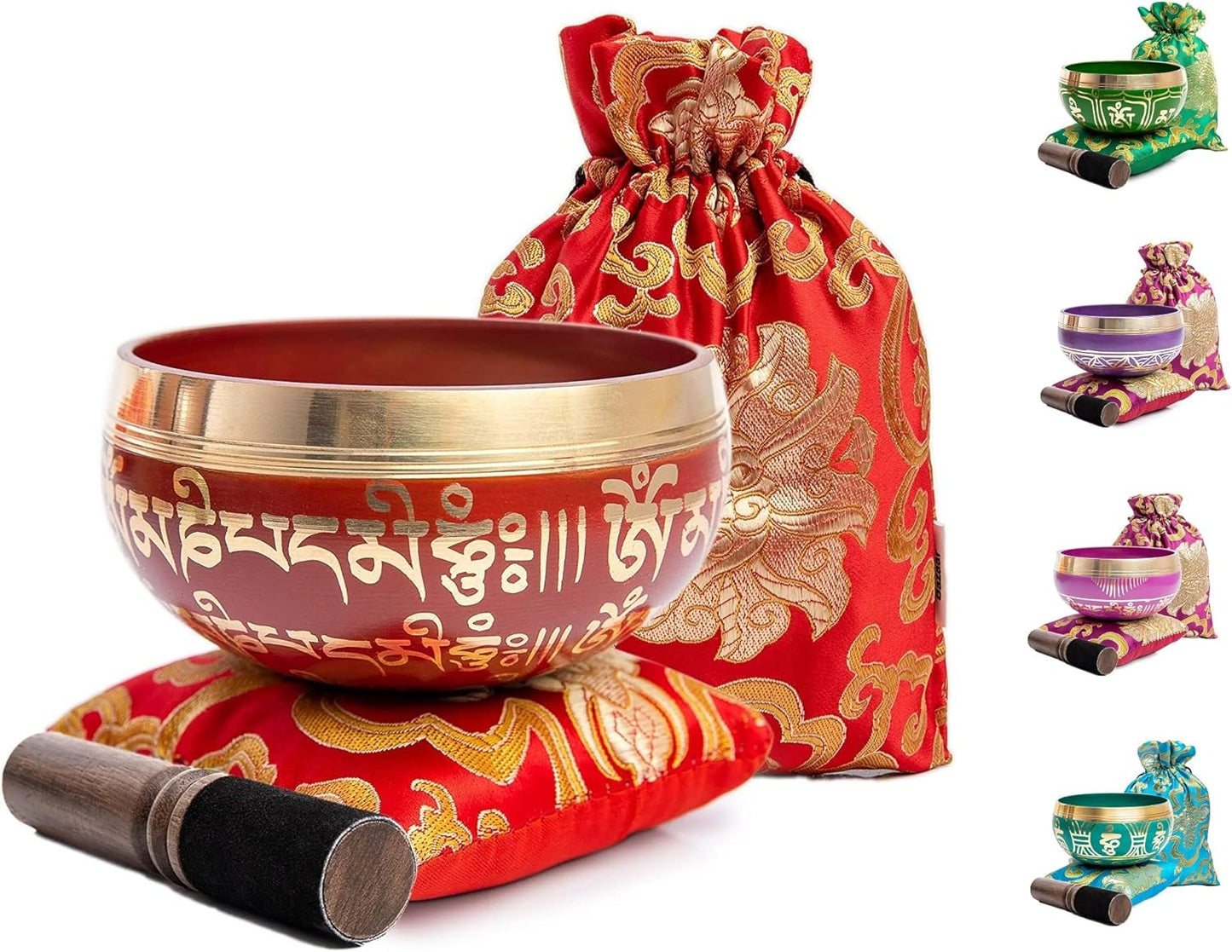 Tibetan Singing Bowl Set - Authentic Handcrafted Mindfulness Meditation Holistic Sound 7 Chakra Healing by Himalayan Bazaar (Turquoise)