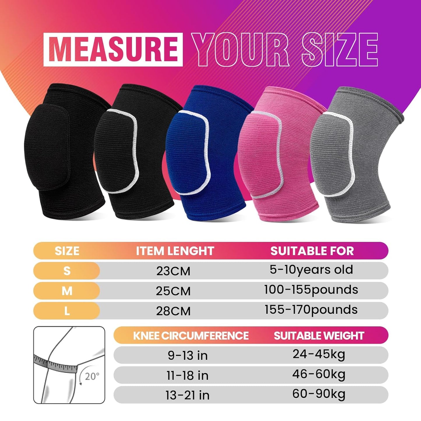 Volleyball Knee Pads,Knee Pads for Women,Men,Kids,Girls,Knee Brace for Basketball Volleyball Football Dance Yoga Tennis Running Cycling Workout Climbing (Black, Small)