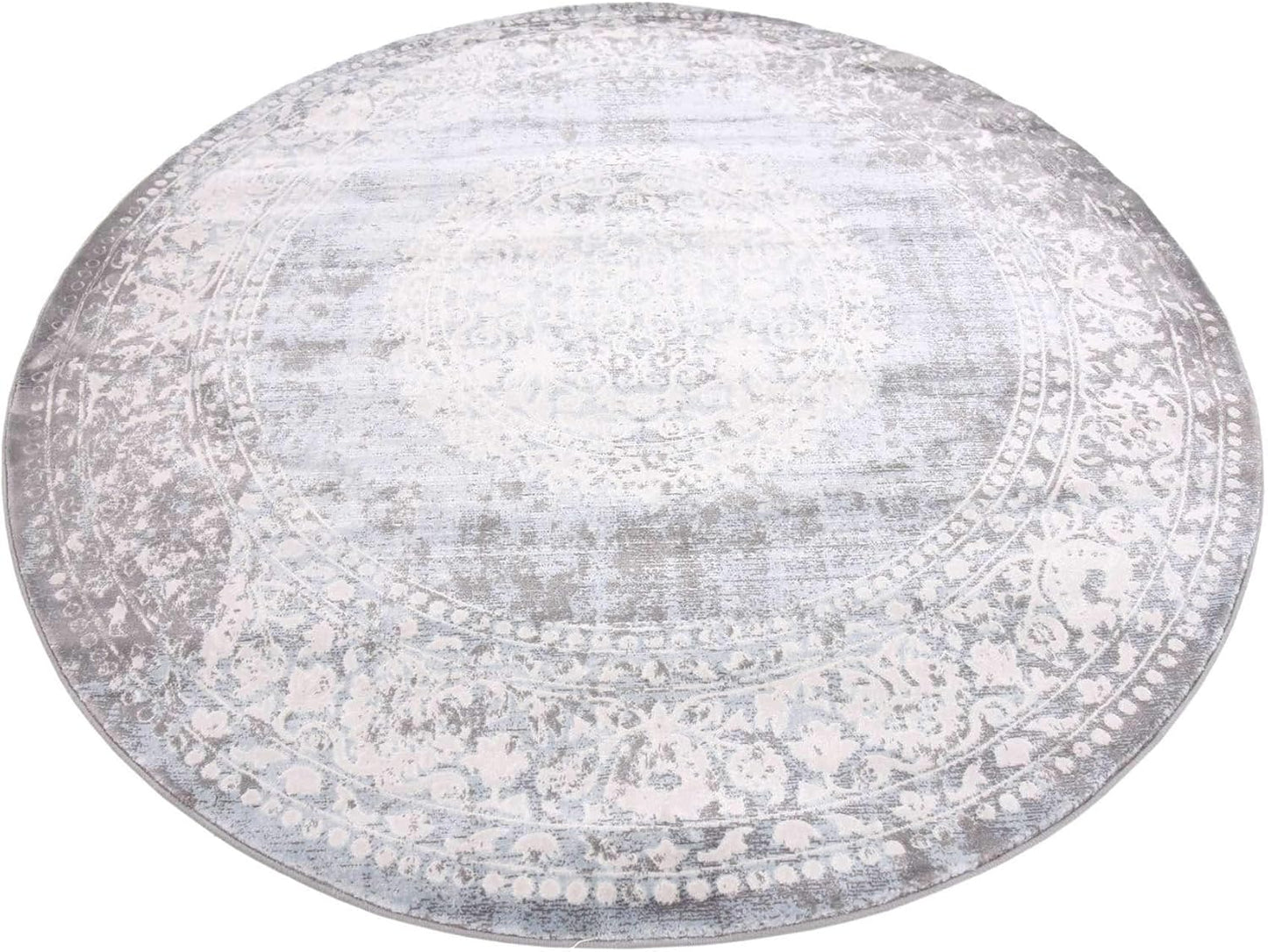 Unique Loom New Classical Collection Area Rug - Olwen (4'Round, Purple/ Gray)