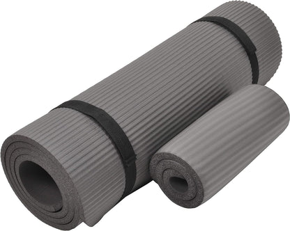 Fitvids All Purpose 1/2-Inch Extra Thick High Density Anti-Tear Exercise Yoga Mat and Knee Pad with Carrying Strap and Optional Yoga Blocks, Multiple