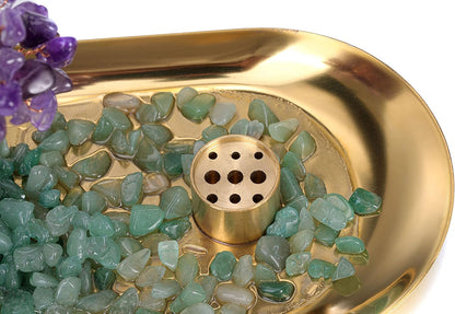 Jovivi Crystal Incense Holder for Sticks, Mixed Healing Crystal Stone Money Tree Buddha Statue Set Incense Burner, Incense Trays for Wealth, Good Luck,Yoga Meditation Home Decor