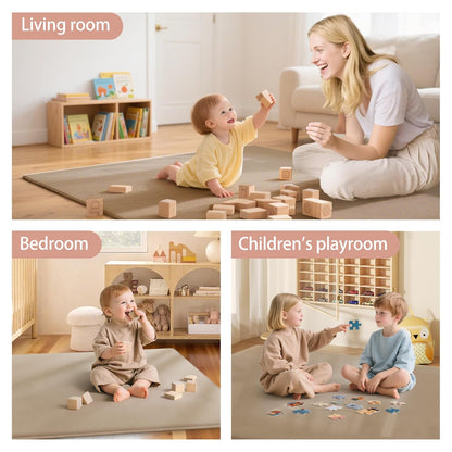PapaMama Baby Play Mat,1.3" Thick Memory Foam 50x50 Soft Velvet Playpen Mat for Kids,Infants,Toddlers,Tummy Time Crawling Mats with Non-Slip Bottom,Yoga,Tatami,Nursery Rug(Sky Blue)