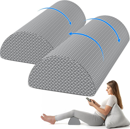 TranquilRelax Knee Pillow for Back Sleeping Memory Foam Half Moon Bolster Pillow for Legs, Under Knee Support, Ankle & Foot Comfort Orthopedic Pillow for Side Sleepers (Grey, 20.4" x 8" x 4.9")