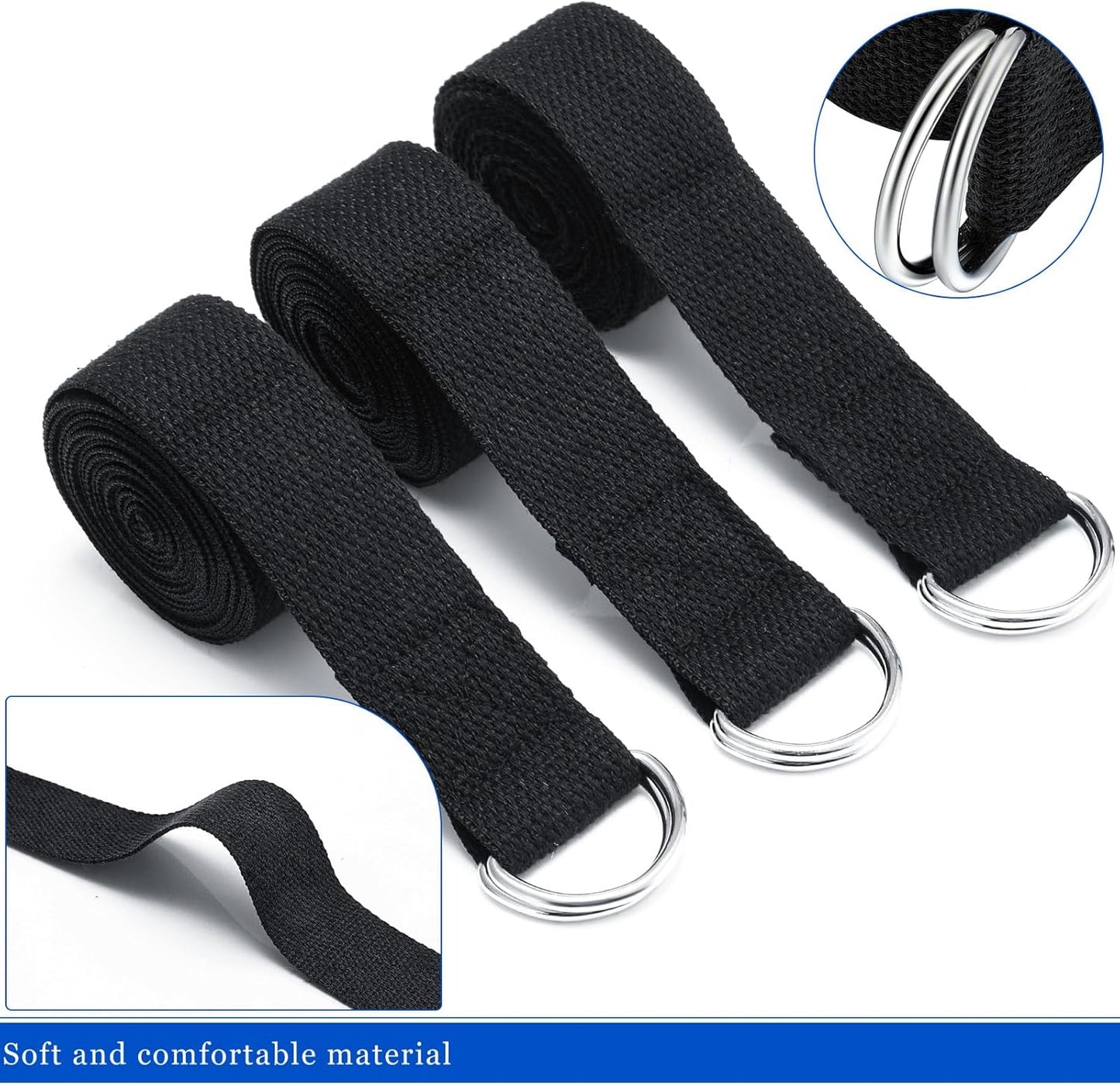 Leyndo Yoga Strap Stretching Pilates Exercise Adjustable Straps 6 ft Non Elastic Yoga Belt with Adjustable D Ring Buckle for Pilates Gym Workouts Fitness