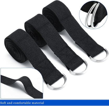 Leyndo Yoga Strap Stretching Pilates Exercise Adjustable Straps 6 ft Non Elastic Yoga Belt with Adjustable D Ring Buckle for Pilates Gym Workouts Fitness