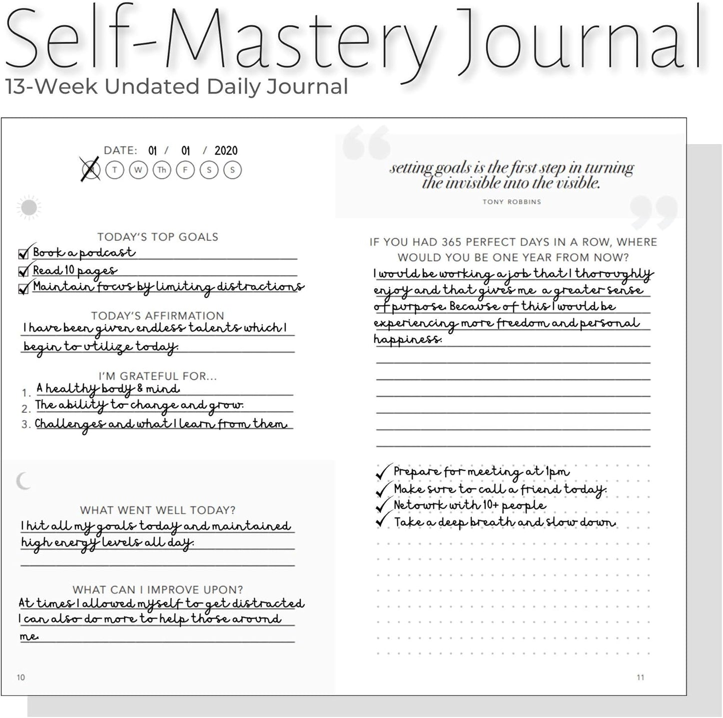 Self-Mastery Journal for Men with Prompts - 13 Week Guided Gratitude Journal - 5 Minute Journal - Reflection Manifestation Journals for Mindfulness - Self Care Journal - Goal Journal for Women & Men