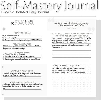 Self-Mastery Journal for Men with Prompts - 13 Week Guided Gratitude Journal - 5 Minute Journal - Reflection Manifestation Journals for Mindfulness - Self Care Journal - Goal Journal for Women & Men