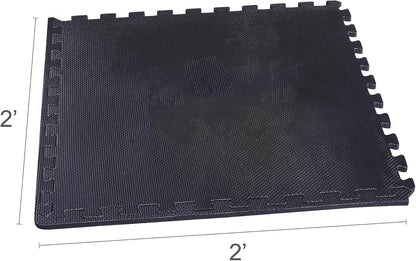 BalanceFrom Puzzle Exercise Mat 1" Thick, EVA Interlocking Foam Floor Tiles for Home Gym, Mat for Home Workout Equipment, Floor Padding for Kids, Black, 24 in x 24 in x 1 in, 24 Sq Ft - 6 Tiles