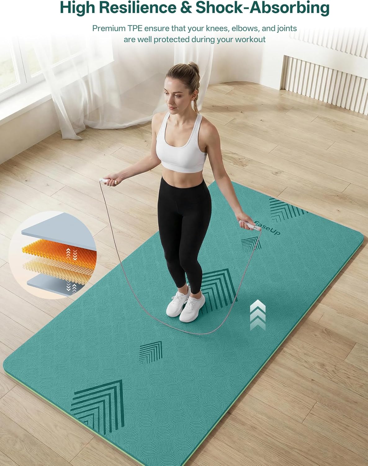 EaseUp Large yoga mat,73’x35.5’x0.4’,extra thick and wide,10mm pilates mat,non-slip exercise mat,workout mats for home gym
