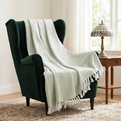 Americanflat 50x60 Throw Blanket - Soft and Breathable Cotton Throw Blanket for Couch, Bed, Chair - Decorative Blankets Perfect for Home or Outdoor Use - Navy Blue and White Double Diamond Design
