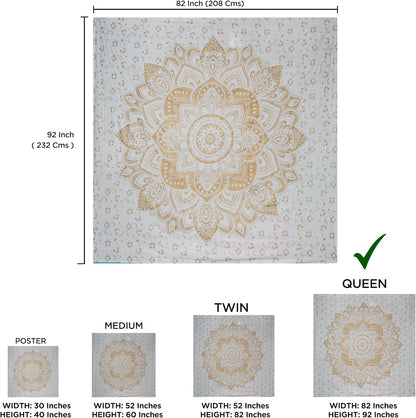 raajsee Indian Cotton Green Tapestry Mandala Wall Hangings- Tapestry For Bedroom - Indie Wall Tapestry Hippie Room Decor - Boho Small Tapestrys Aesthetic 30x40 Inches