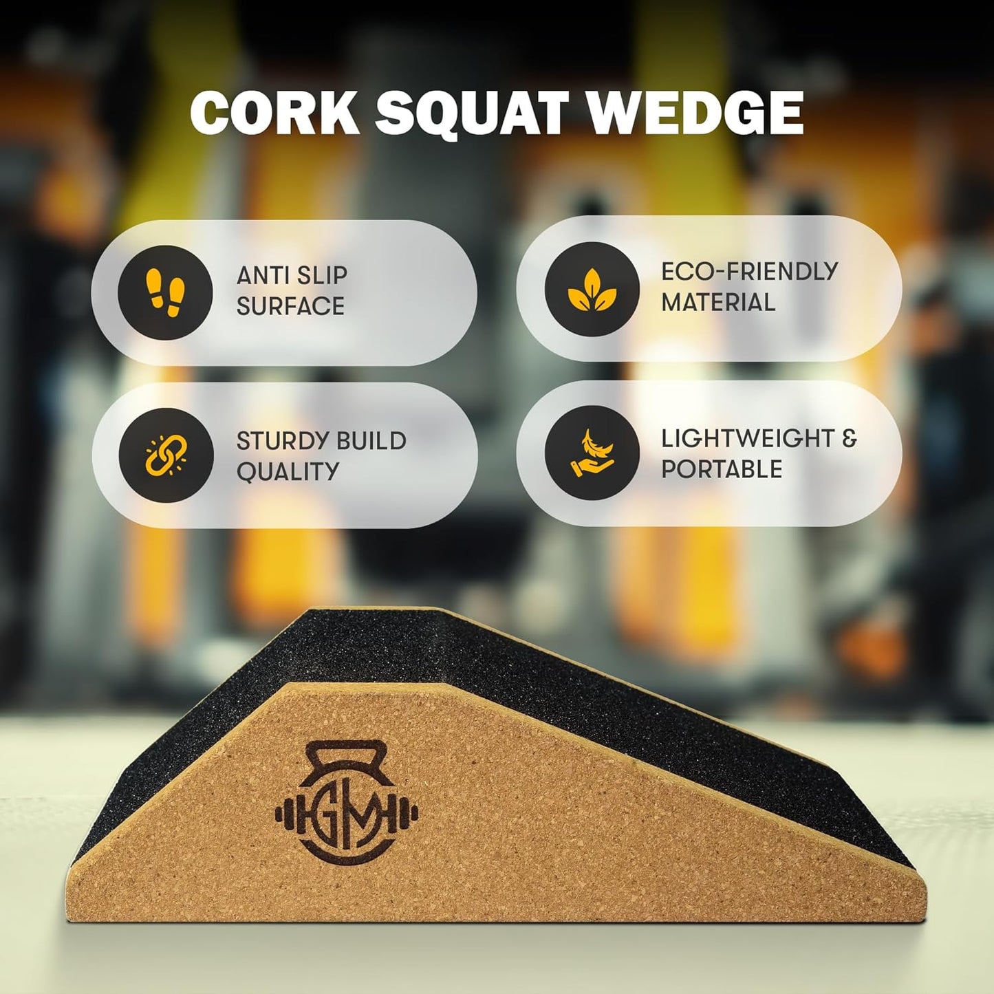 Cork Squat Wedge 2PCS | Squat Wedges for Weightlifting | Anti-slip Enhanced Grip Surface | Squat Wedge Calf Raise Yoga Block